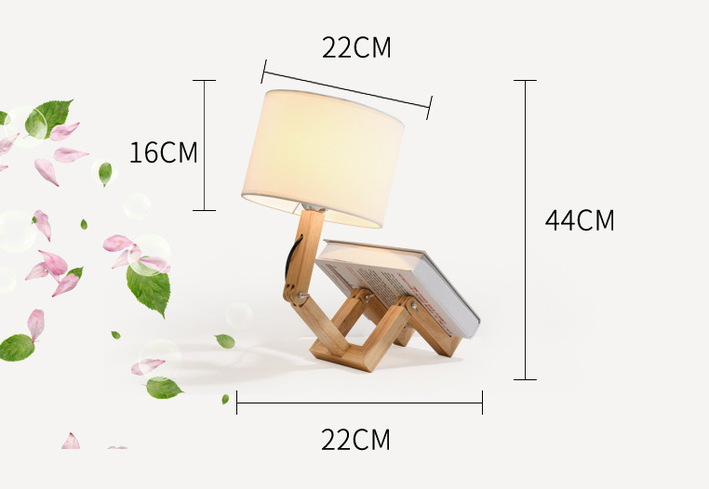 Robot Shape Wooden Table Lamp E14 Lamp Holder 110-240V