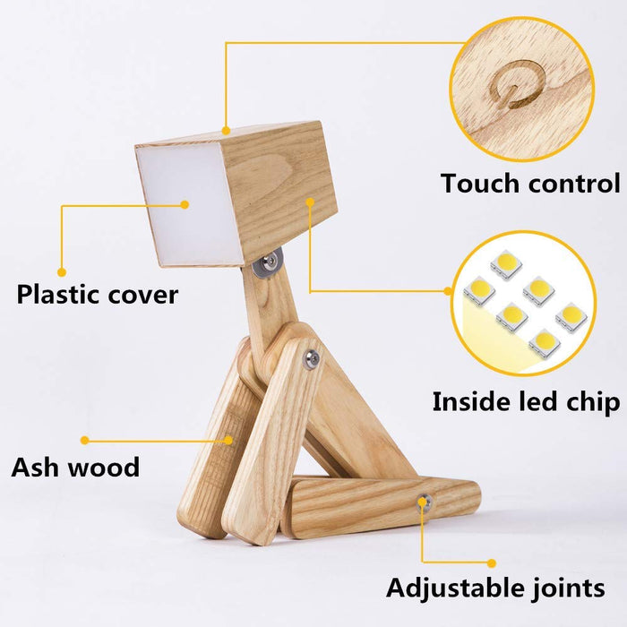 Popular Adjustable Dog Shaped Wooden Touch Control Table Lamp for Children Reading